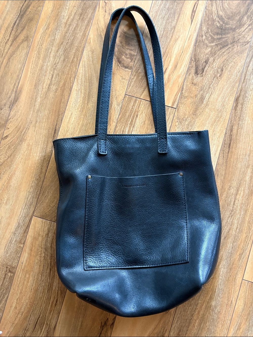 Portland Leather Black Leather Tote Bag with detachable shoulder straps
